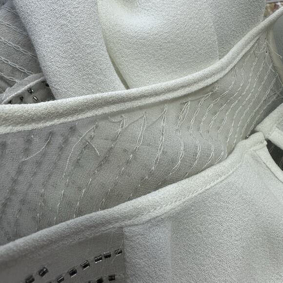 L'AGENCE Beaded Striped Silk Viscose Cream Blouse Top Short Cap Sleeves Size 2‎ - Picture 12 of 12